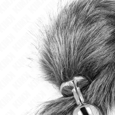 Kink - Anal Plug Grösse M 8 x 3,5 cm mit Kunststoffschwanz 40 cm Grau