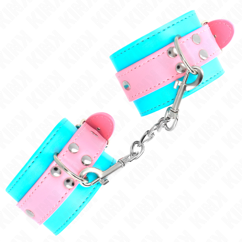 Kink - Süße Handgelenkfesseln Blau/Rosa Verstellbar 16-28 cm x 5 cm