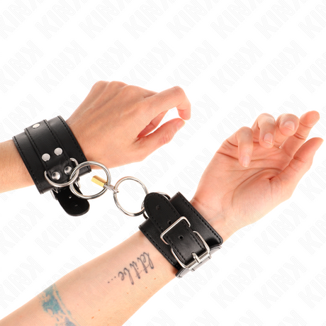 Kink - O-Ring Verriegelte Handgelenkfesseln Schwarz Verstellbar 20-28 cm x 5,5 cm