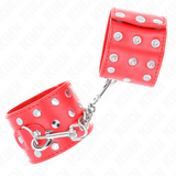 Kink - Handgelenkfesseln mit Druckverschluss Voller Nieten Rot Verstellbar 19-24 cm x 5,5 cm