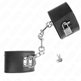 Kink - Handgelenkfesseln mit Vorhängeschloss Verschluss Schwarz Verstellbar 16-23 cm x 5,5 cm