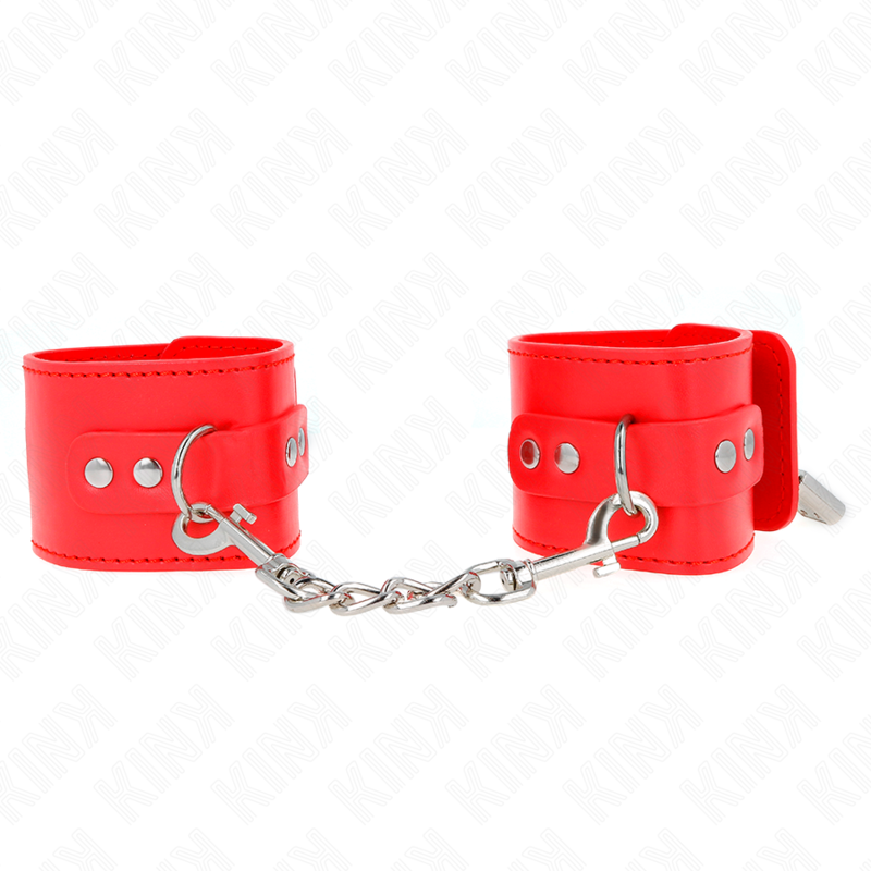Kink - Handgelenkfesseln mit Vorhängeschloss Verschluss Rot Verstellbar 16-23 cm x 5,5 cm