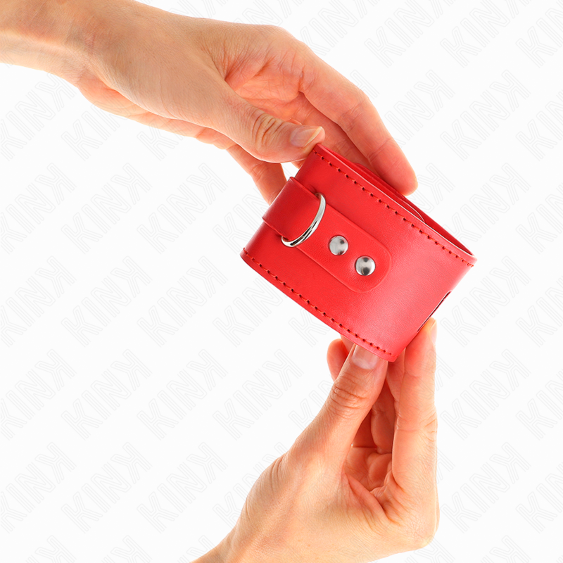 Kink - Handgelenkfesseln mit Vorhängeschloss Verschluss Rot Verstellbar 16-23 cm x 5,5 cm