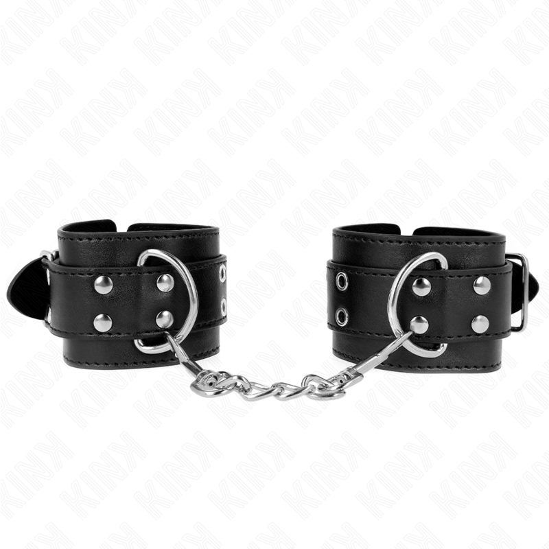 Kink - Handgelenkfessel mit Doppelter Schnalle Schwarz Verstellbar 19-26 cm