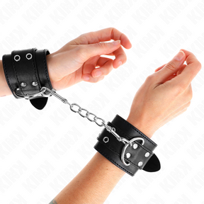 Kink - Handgelenkfessel mit Doppelter Schnalle Schwarz Verstellbar 19-26 cm