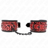 Kink - Handgelenkfesseln mit Rautenmuster, Dunkelrot, Verstellbar 17-26 cm x 5,5 cm
