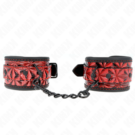 Kink - Handgelenkfesseln mit Rautenmuster, Dunkelrot, Verstellbar 17-26 cm x 5,5 cm