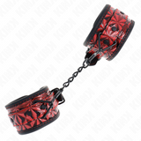 Kink - Handgelenkfesseln mit Rautenmuster, Dunkelrot, Verstellbar 17-26 cm x 5,5 cm