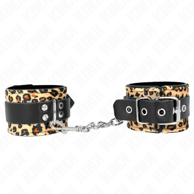 Kink - Leopard Handgelenkfessel aus Echtleder, Verstellbar 18-29 cm x 5,5 cm