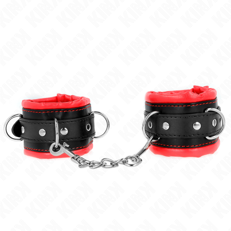 Kink - Schwere Handgelenksfesseln mit Rotem Pelzfutter, Verstellbar 20-30 cm x 6 cm
