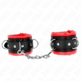 Kink - Schwere Handgelenksfesseln mit Rotem Pelzfutter, Verstellbar 20-30 cm x 6 cm