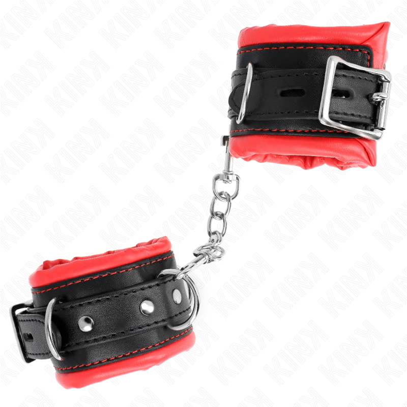 Kink - Schwere Handgelenksfesseln mit Rotem Pelzfutter, Verstellbar 20-30 cm x 6 cm