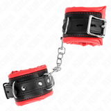 Kink - Schwere Handgelenksfesseln mit Rotem Pelzfutter, Verstellbar 20-30 cm x 6 cm
