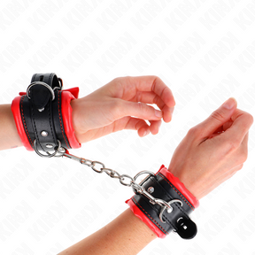 Kink - Schwere Handgelenksfesseln mit Rotem Pelzfutter, Verstellbar 20-30 cm x 6 cm