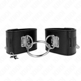 Kink - Feste Handgelenkfesseln mit Ring und Vorhängeschloss Verschluss Schwarz Verstellbar 16-23 cm x 5,5 cm