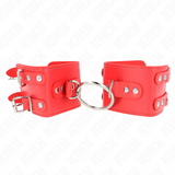 Kink - Feste Handgelenkfesseln mit Ring und Nieten Verstellbar Rot 17-22 cm x 6,5 cm