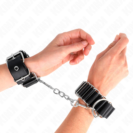 Kink - Scharnierähnliche Dünne Handgelenkfesseln Schwarz Verstellbar 16-22 cm x 3,5 cm