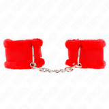 Kink - Pelzgefütterte Handgelenkfesseln Rot Verstellbar 17-31 cm x 7 cm