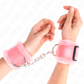 Kink - Pelzgefütterte Handgelenkfesseln Rosa Verstellbar 17-31 cm x 7 cm