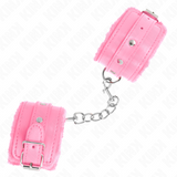 Kink - Premium Pelzgefütterte Handgelenkfesseln Rosa mit Rosa Gürtel Verstellbar 17-29 cm x 6 cm