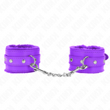 Kink - Premium Pelzgefütterte Handgelenkfesseln Lila mit Lila Gürtel Verstellbar 17-29 cm x 6 cm