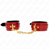 Kink - Joanna Angel Handgelenkmanschetten Rot Verstellbar mit Goldkette 16,5-26 cm x 4 cm
