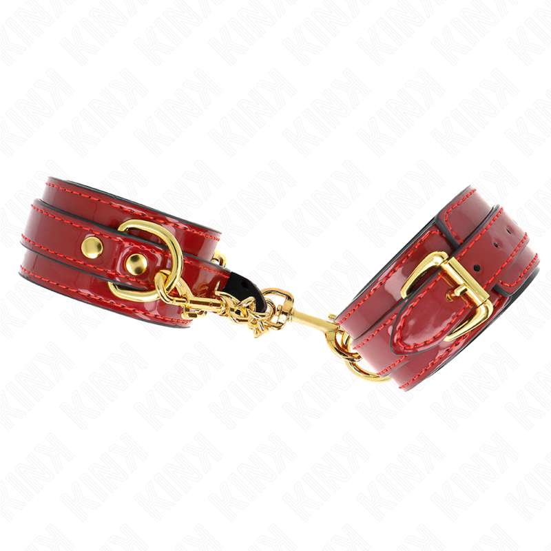 Kink - Joanna Angel Handgelenkmanschetten Rot Verstellbar mit Goldkette 16,5-26 cm x 4 cm