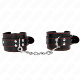 Kink - Handgelenkfesseln Schwarz mit Rotem Futter Verstellbar 20-28 cm x 5,5 cm