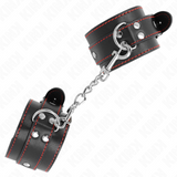 Kink - Handgelenkfesseln Schwarz mit Rotem Futter Verstellbar 20-28 cm x 5,5 cm