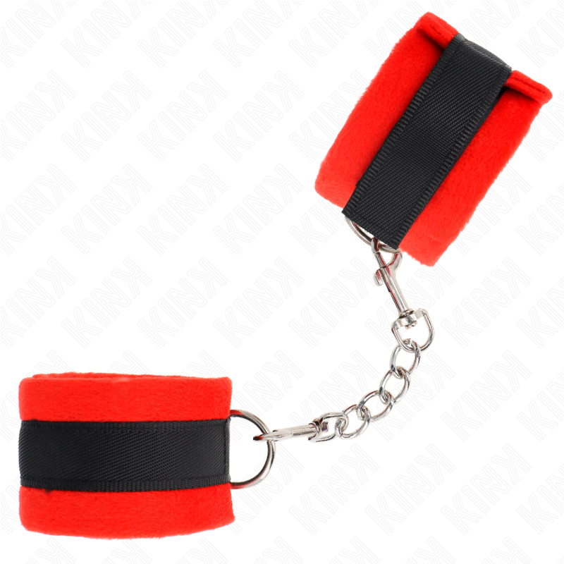 Kink - Beginner Pelzhandmanschetten Schwarz-Rot 30 x 7 cm