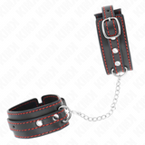 Kink - Kleine Handgelenksfesseln Schwarz mit Rotem Futter Verstellbar 14-24 cm x 3,5 cm