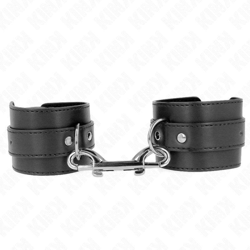 Kink - Handgelenkfesseln - Einzelne Nietenreihe und Grosse Schnalle Schwarz Verstellbar 17-28 cm x 5 cm