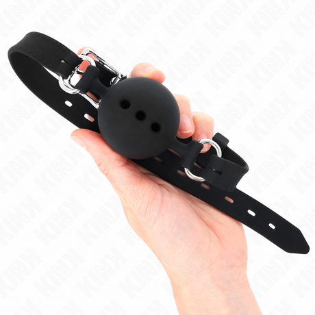 Kink - Vollsilikon-Klappen 55 x 2 cm mit 4,5 cm Kugel Grösse M Schwarz Verstellbar 35-51 cm