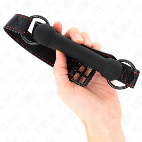 Kink - Knochengag mit Kunstledergurt Schwarz Verstellbar 41-57 cm