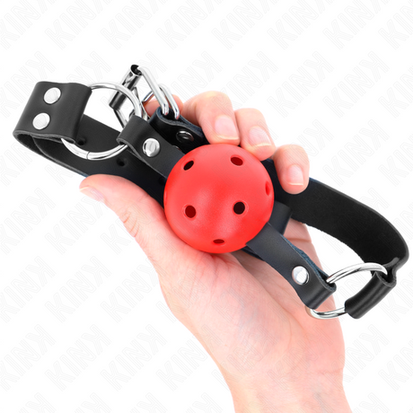 Kink - Atmungsaktiver Ball 4 cm Knebel mit Doppelniet Rot 62,5 x 2,5 cm Verstellbar 42-58 cm