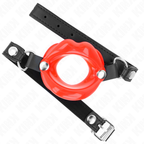 Kink - Lip 8 cm Knebel mit Rotem Kunstlederband 63 x 2 cm Verstellbar 39-58 cm