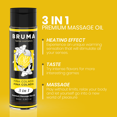 Bruma - Premium-Massageöl mit Wärmeeffekt, Pina Colada-Geschmack 3 in 1 - 100 ml