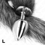 Kink - Anal Plug Grösse L 10 x 4 cm mit Kunststoffschwanz 40 cm Grau