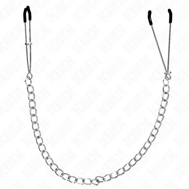 Nippelklemmen Pinzettenform mit dicker Kette Schwarz 30 cm