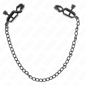 Nippelklemmen mit flacher Kette Schwarz 30 cm