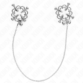 Nippelklemmen Blumenform aus Metall mit Kette Silber