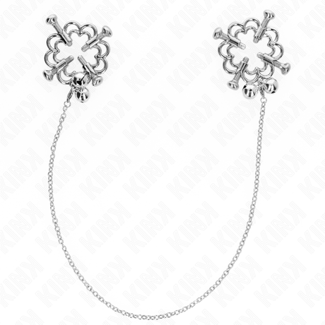 Kink - Metallische Blumen-Nippelklammern mit Kette
