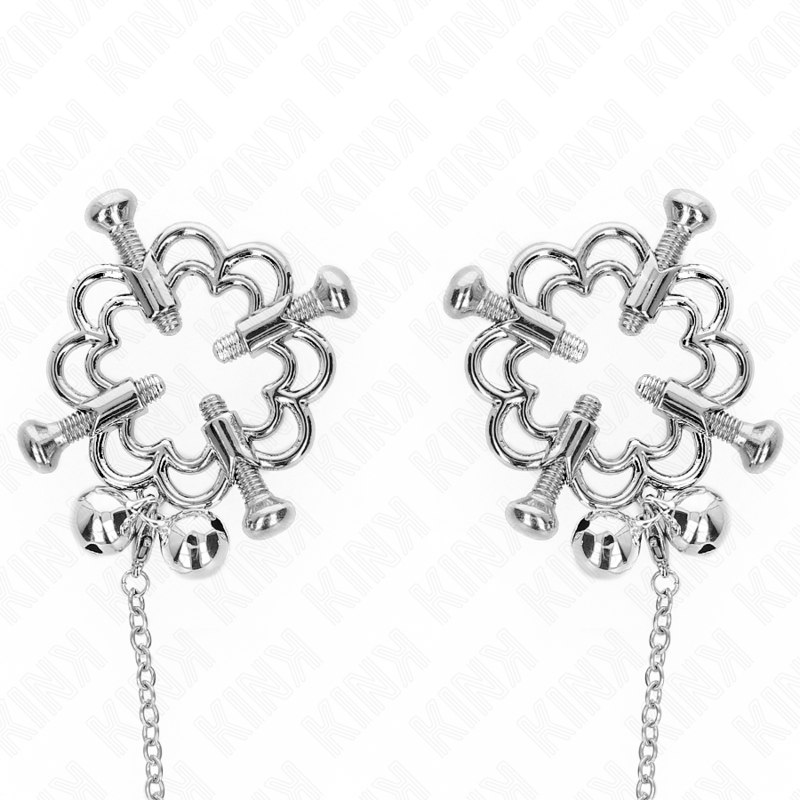 Kink - Metallische Blumen-Nippelklammern mit Kette