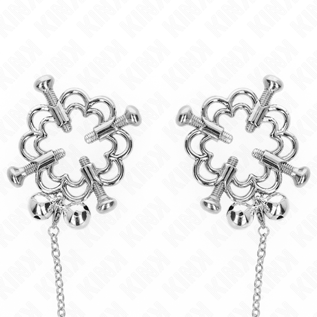 Kink - Metallische Blumen-Nippelklammern mit Kette