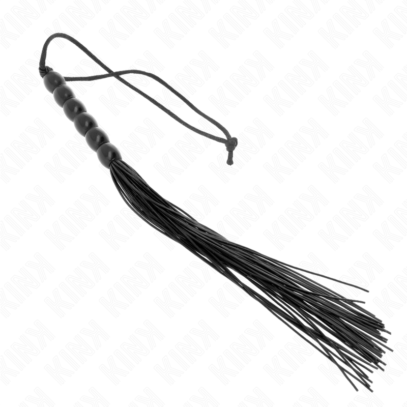 Kink - Mini Silikonpeitsche mit 6 Schwarzen Perlen 26 cm