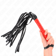 Fetisch-Toy KINK Peitsche als Flogger mit rotem Griff Schwarz 50 cm