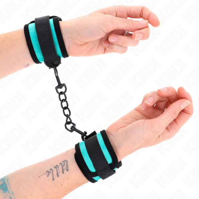 Kink - Nylon-Handfessel mit Klettverschluss Schwarz-Blau Verstellbar 18-32 cm x 5 cm
