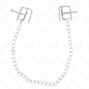 Nippelklemmen in Schraubzwingenform mit Kette Silber 30 cm
