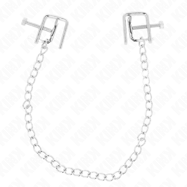 Nippelklemmen in Schraubzwingenform mit Kette Silber 30 cm