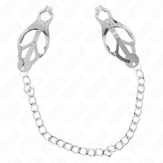 Nippelklemmen Kleeblattform mit Kette Silber 30 cm